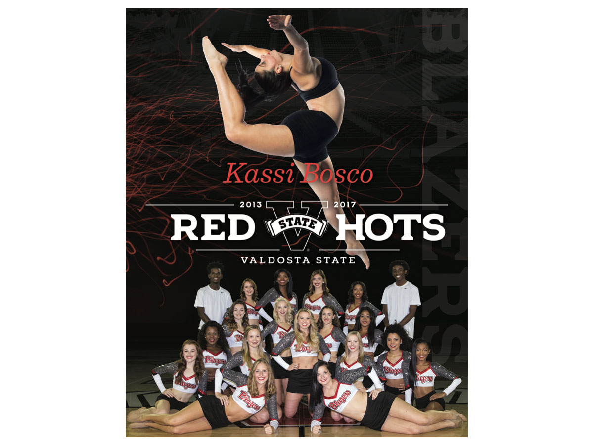Red Hots Senior Posters -  As a gift to the senior Red Hots, Creative Services worked in collaboration with the coach to create these one-of-a-kind keepsakes.