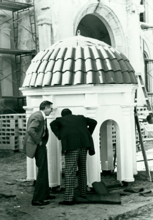 Bailey inspects the Renovated West Hall Dome spire