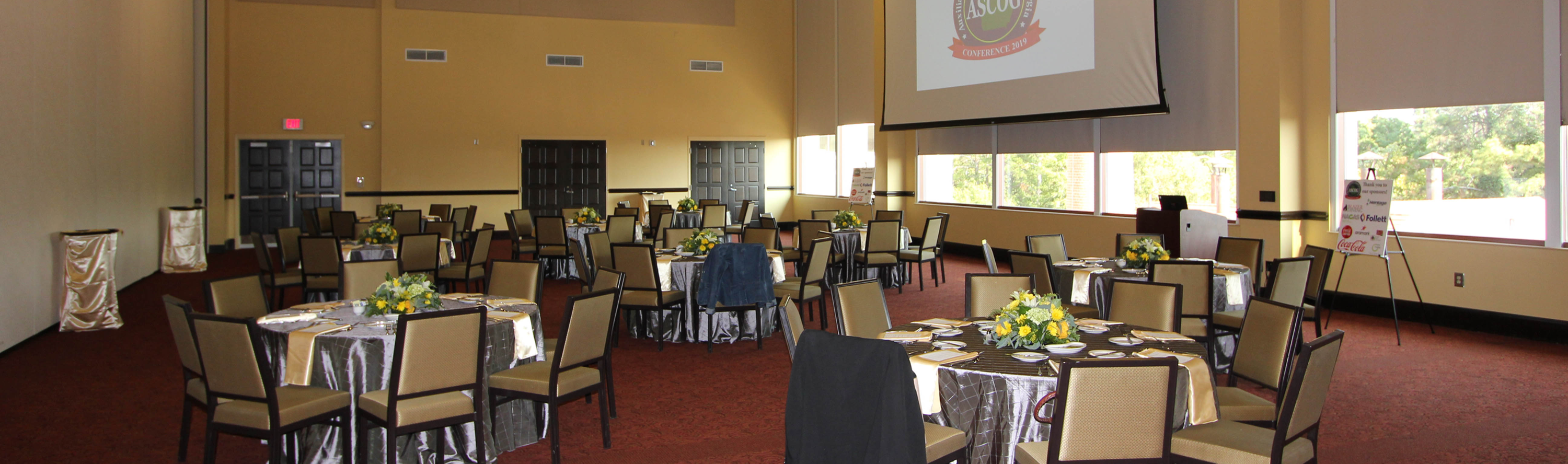 Preview of Ballroom C setup for a small banquet.